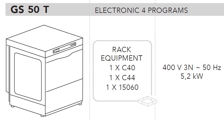МАШИНА ПОСУДОМОЕЧНАЯ DIHR GS 50 T+DDE+XP+PS