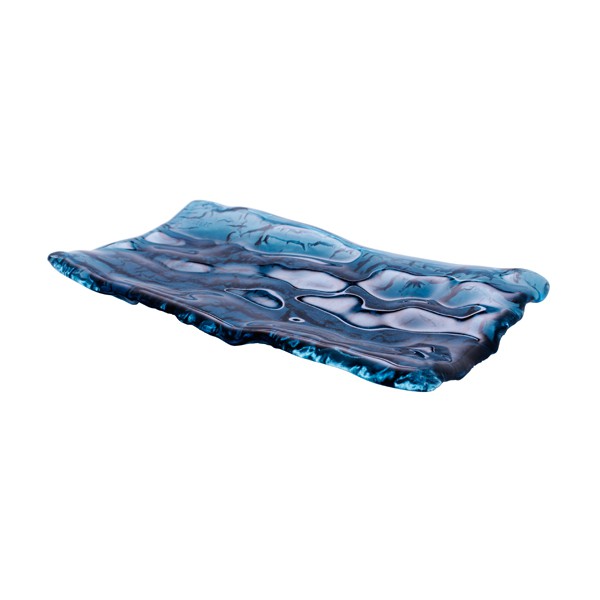 Блюдо презентационное стеклянное Море голубое 28х15см, Mar-Blue XGLAS-2815B