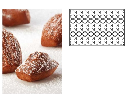 Форма силик. д/зам. и вып. "PAVOFLEX  Mini Madeleine " 52 x 33 x h 15 mm, 15мл, 72ячейки PX305
