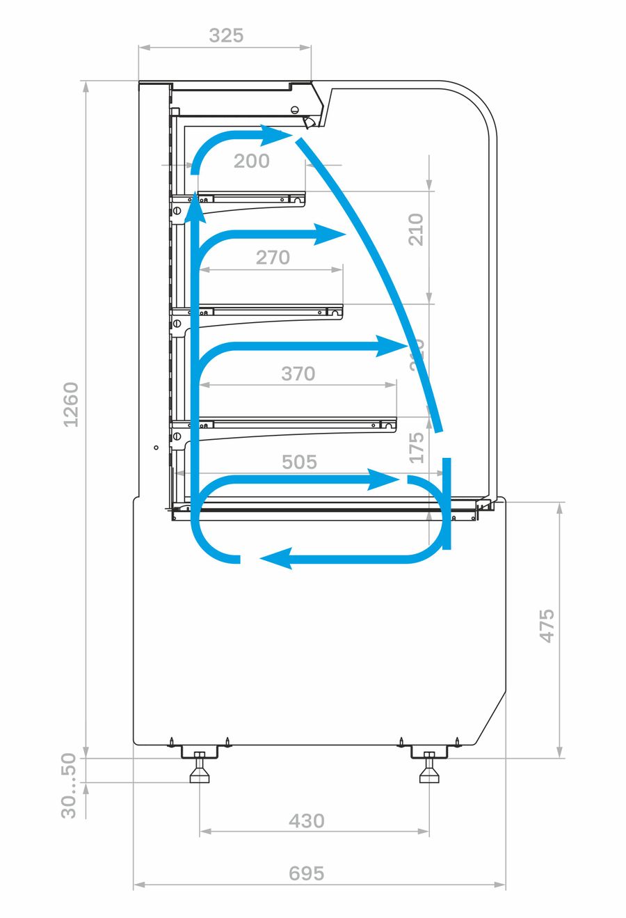 Витрина холодильная Полюс KR70 VM 1,3-2 STANDARD открытая (9005)