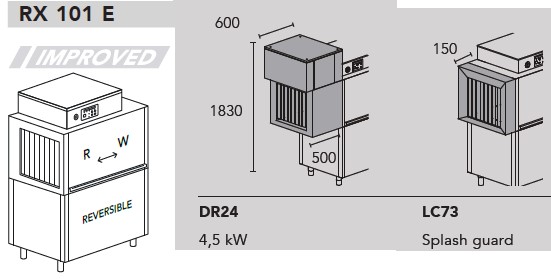МАШИНА ПОСУДОМОЕЧНАЯ DIHR RX 101 E DX+DR24+LC73