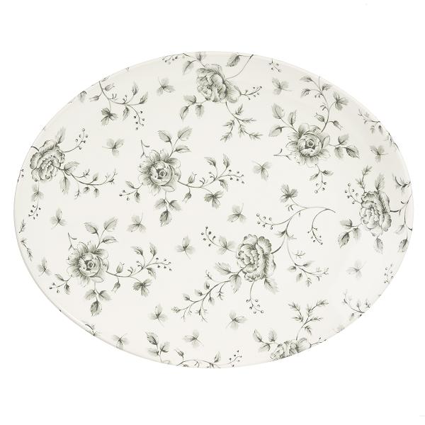 Блюдо овальное 31,7х25,5см, без борта, Vintage Prints, цвет Grey Rose Chintz RCGOP121