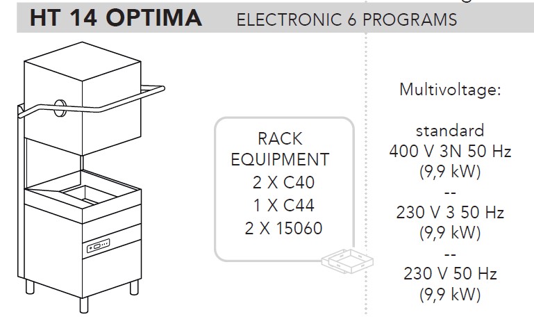 МАШИНА ПОСУДОМОЕЧНАЯ DIHR HT 14 OPTIMA+XP
