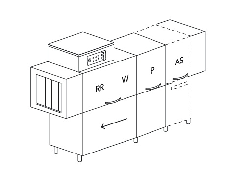 МАШИНА ПОСУДОМОЕЧНАЯ DIHR RX 184 SX+DDE+DR69+HR10/ДЕЛЕНИЕ 2 ЧАСТИ