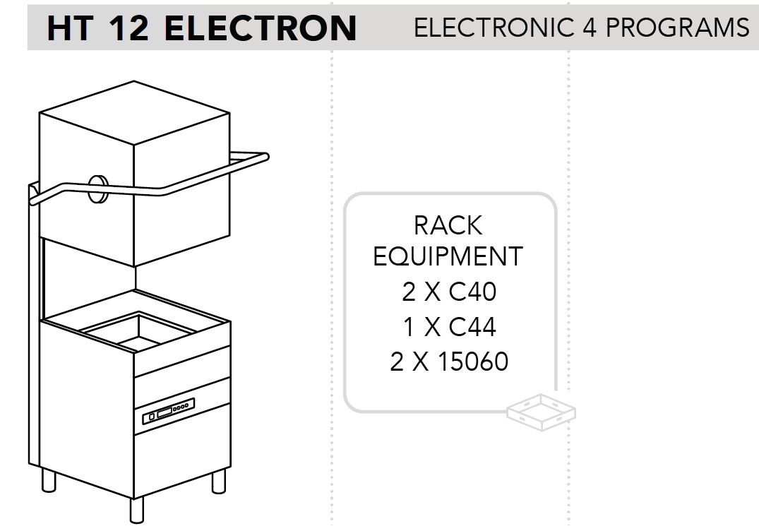 МАШИНА ПОСУДОМОЕЧНАЯ DIHR HT 12 ELECTRON+PS+СПЕЦ. НОЖКИ МОРСКАЯ ВЕРСИЯ 220В/60ГЦ/3Ф БЕЗ НЕЙТРАЛИ