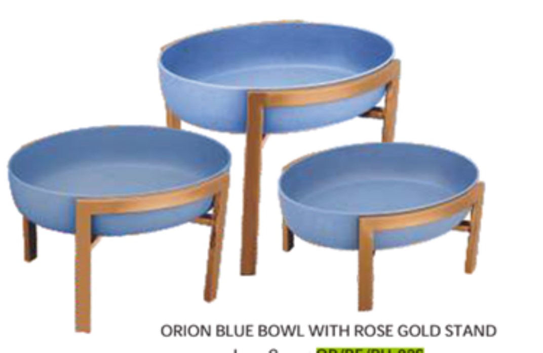 Чаша ORION BLUE с подставкой Rose Gold h16*34*28см, OR/BE/BU-02S