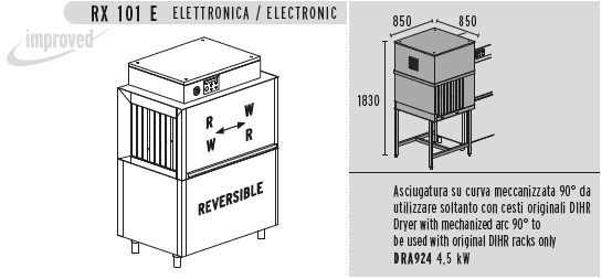 МАШИНА ПОСУДОМОЕЧНАЯ DIHR RX 101 E SX+DDE+XP+DRA924