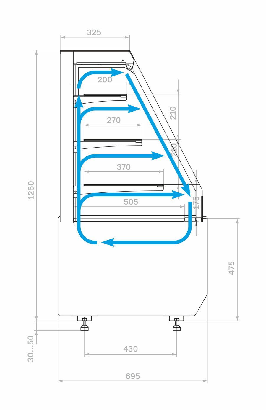 Витрина холодильная Полюс KC70 VM 0,6-2 STANDARD открытая (версия 2.0) (9005)