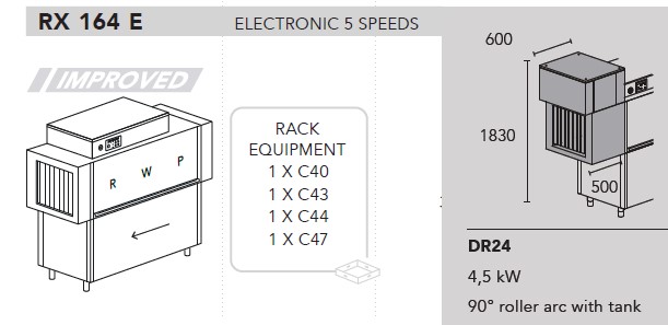 МАШИНА ПОСУДОМОЕЧНАЯ DIHR RX 164 E DX+DR24+DDE+XP