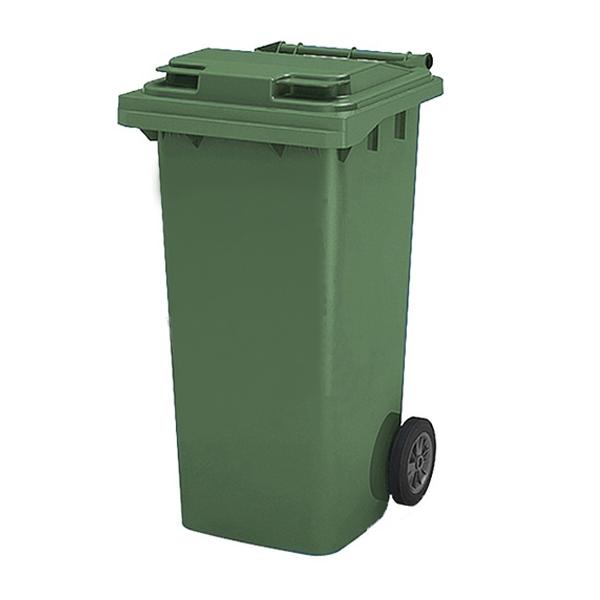 Бак для мусора 240л, с крышкой, на колесах, п/э, цвет зеленый 24.C29 green