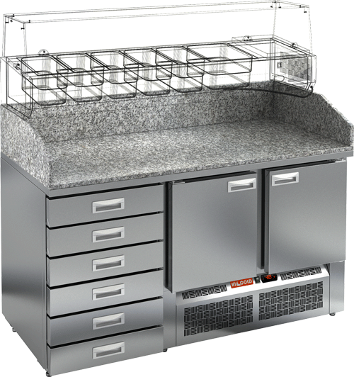 СТОЛ ДЛЯ ПИЦЦЫ HICOLD PZE4-11/GN КАМЕНЬ (R290)