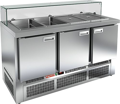 СТОЛ ДЛЯ САЛАТОВ HICOLD SLE3-111GN НИЗКОЕ СТЕКЛО миниатюра 2