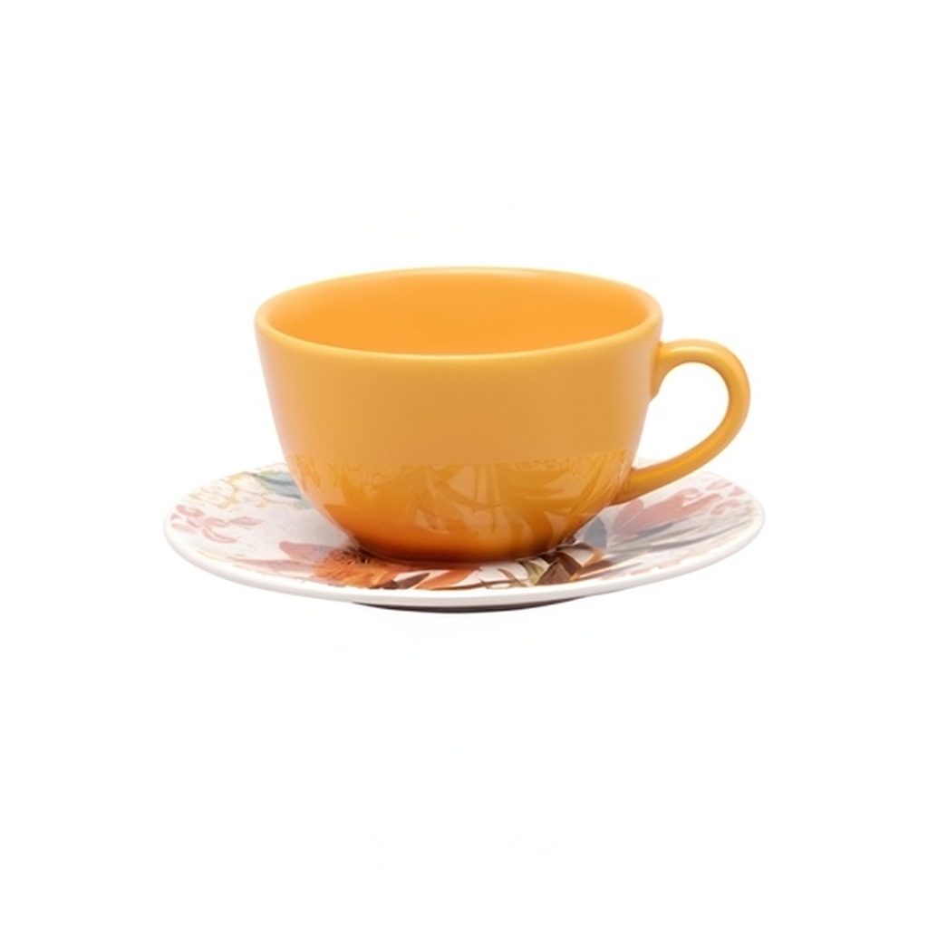 Пара чайная UNNI SHAPE BUQUE TROPICAL (чашка 200мл и блюдце 14см) Oxford 126316, AY04-5820 миниатюра 1