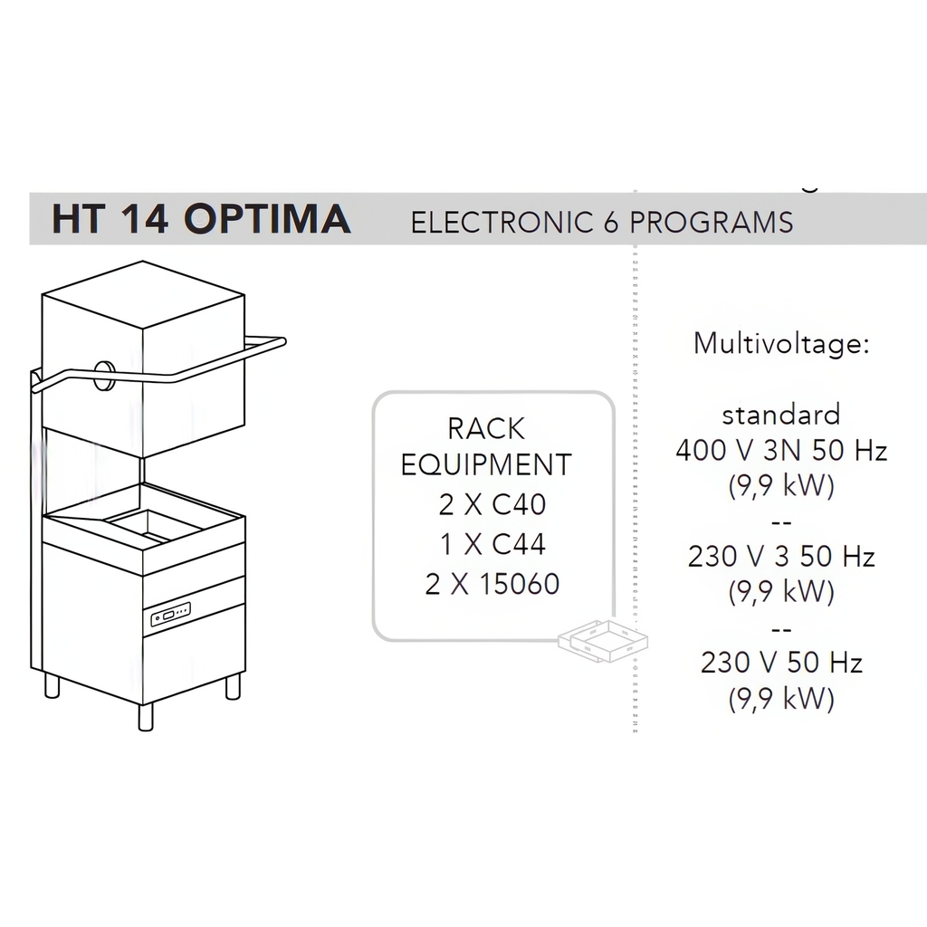 МАШИНА ПОСУДОМОЕЧНАЯ DIHR HT 14 OPTIMA+XP миниатюра 1