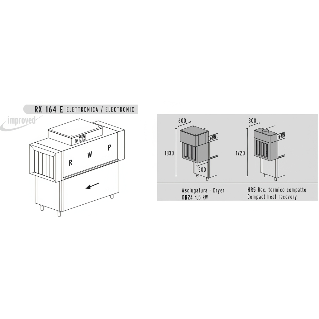 МАШИНА ПОСУДОМОЕЧНАЯ DIHR RX 164 E SX+DR24+HR5+DDE миниатюра 1