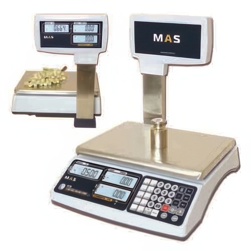 ВЕСЫ ЭЛЕКТРОННЫЕ ТОРГОВЫЕ СО СТОЙКОЙ MAS MR1-06P миниатюра 1