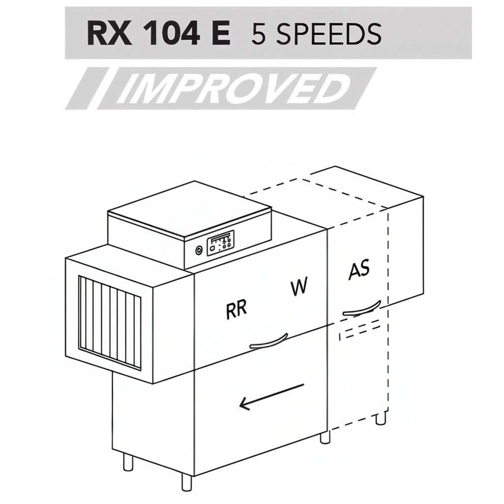 МАШИНА ПОСУДОМОЕЧНАЯ DIHR RX 104 E DX+DDE+DR64+HR10 миниатюра 1