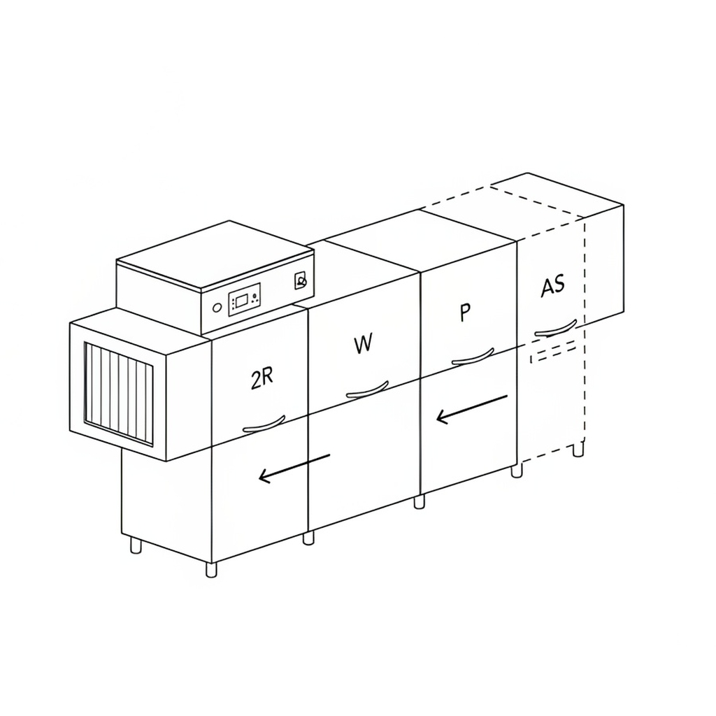 МАШИНА ПОСУДОМОЕЧНАЯ DIHR RX 296 SX+DDE+DRA189MT+HR10/РАЗДЕЛЕНИЕ 3 ЧАСТИ миниатюра 1