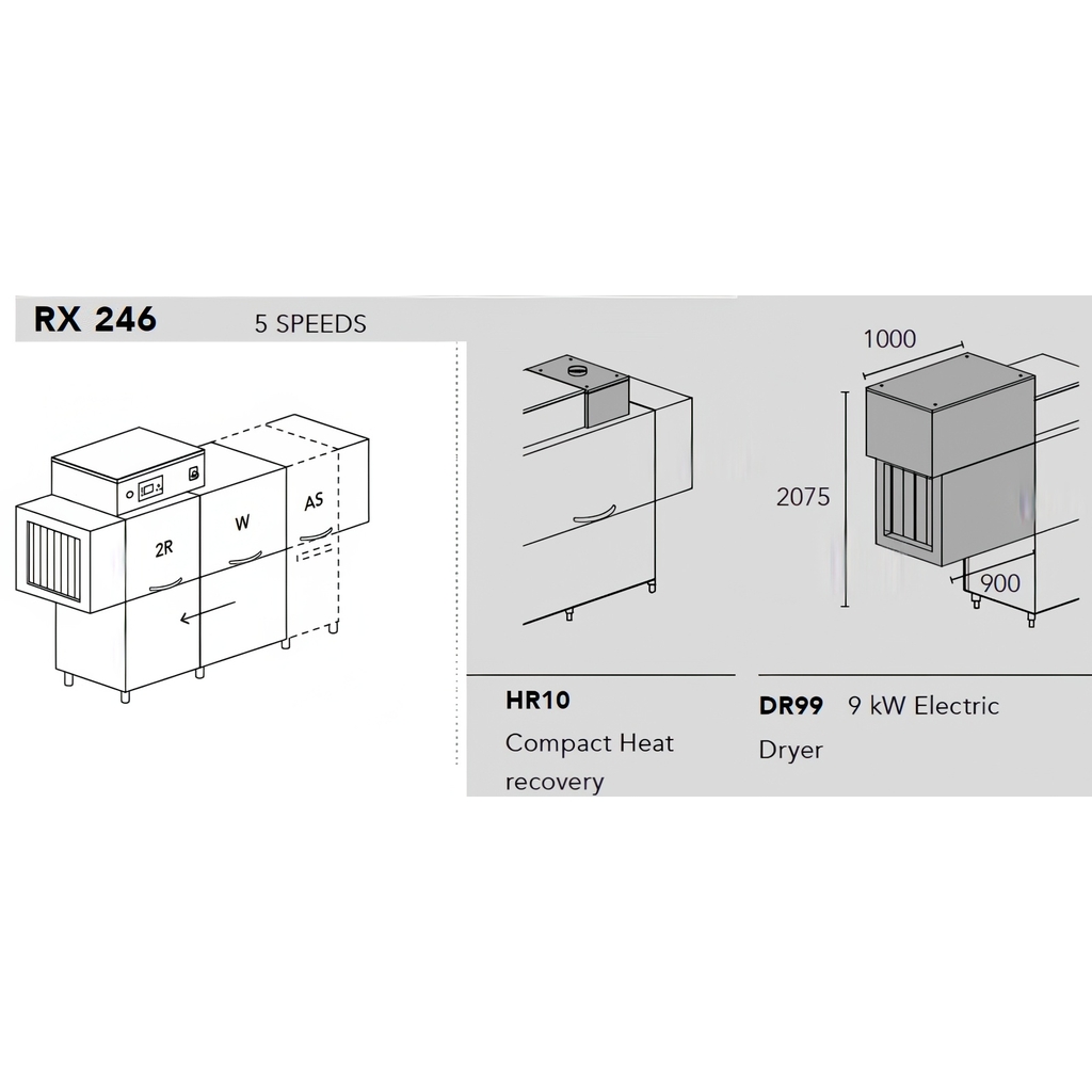 МАШИНА ПОСУДОМОЕЧНАЯ DIHR RX 246 DX+DDE+HR10+DR99+SAN/ДЕЛЕНИЕ 2 ЧАСТИ миниатюра 1