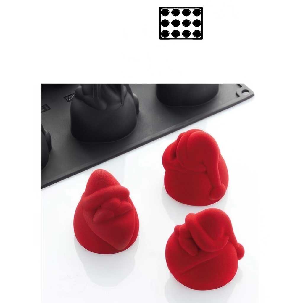 Форма силиконовая PAVOFLEX для пирож. 3D "Santa Claus" 60x72xh70 mm, 12 ячеек PX4389S миниатюра 1