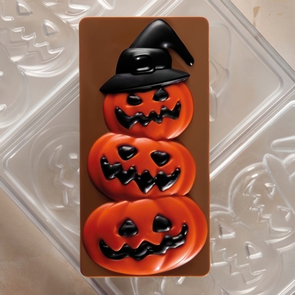 Форма д/шок. "Chocolate Bar Halloween friends" 154х77мм h15мм, 100гр, 3 ячейки, п/к PC5060FR миниатюра 1
