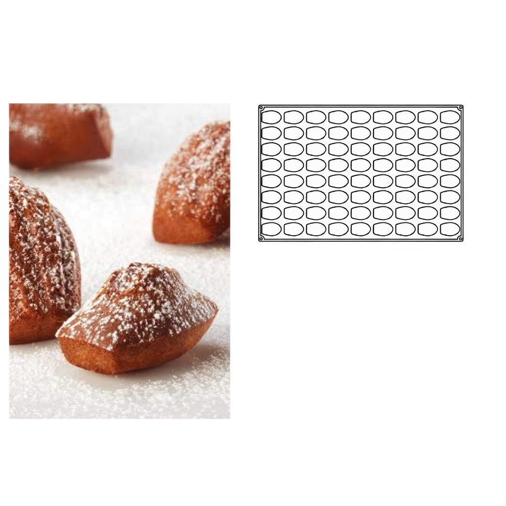 Форма силик. д/зам. и вып. "PAVOFLEX  Mini Madeleine " 52 x 33 x h 15 mm, 15мл, 72ячейки PX305 миниатюра 1