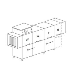 МАШИНА ПОСУДОМОЕЧНАЯ DIHR RX 296 SX+DDE+DRA189MT+HR10/РАЗДЕЛЕНИЕ 3 ЧАСТИ