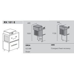 МАШИНА ПОСУДОМОЕЧНАЯ DIHR RX 101 E SX+DR24+HR5+DDE/ДЕЛЕНИЕ 2 ЧАСТИ