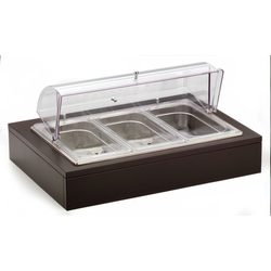 Мармит настольный (чефиндиш) GN1/1 с крышкой Roll-Top, c охлажд элем, на дерев.подст. венге 51132840