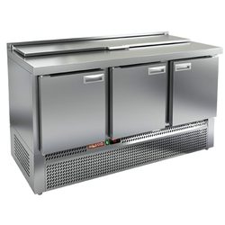 SLE1-111GN (1/3) стол для салатов  охл.(+2+10), 3 двери, 1485х700х850мм, ниж.распол.агрегата