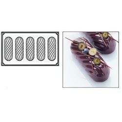 Форма для пирожных  "Twist Eclair" 120 x 40 h 33 mm, 5 ячеек, силикон 30SIL505